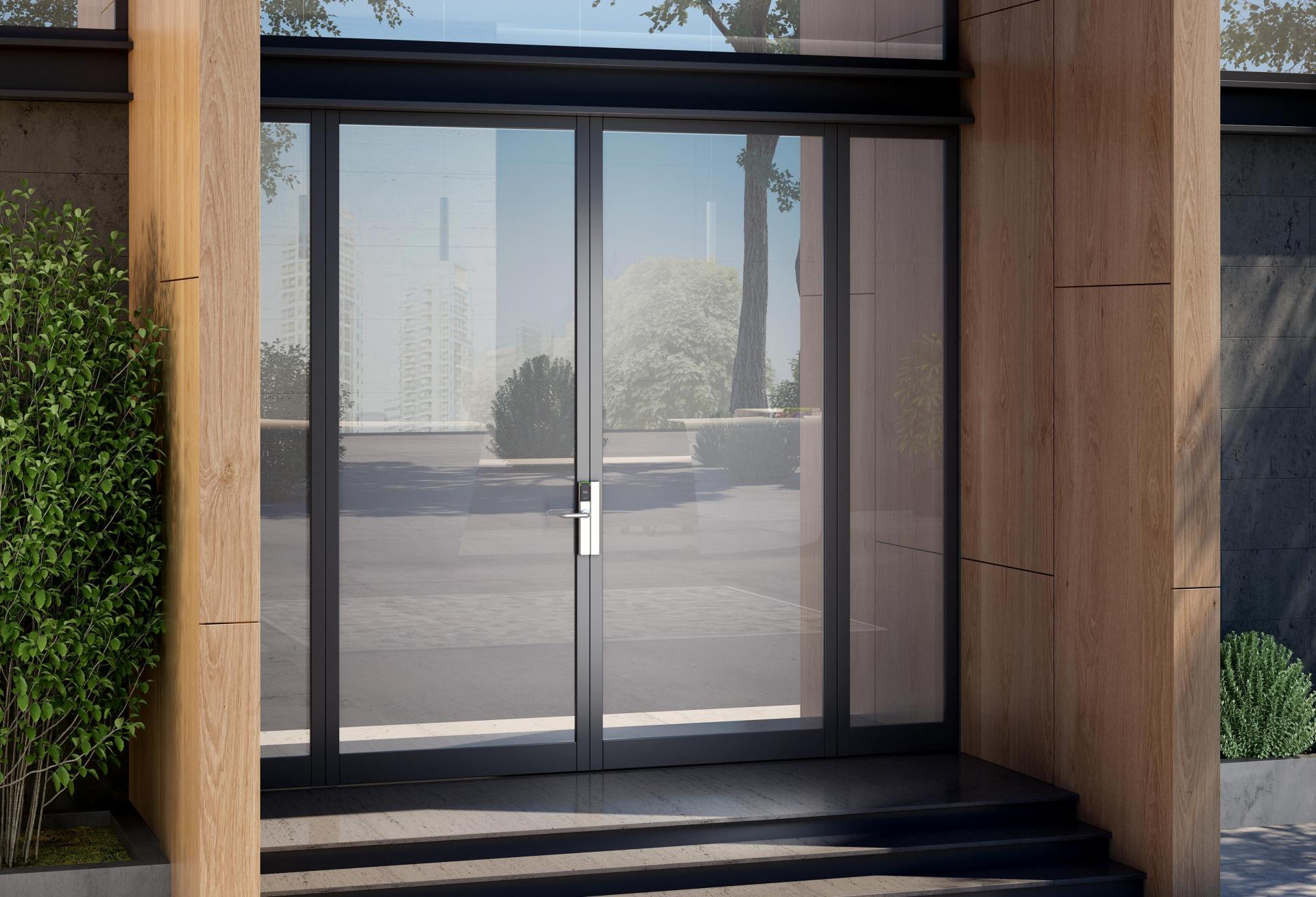 A SALTO XS4 ONE DL lock on a front door.