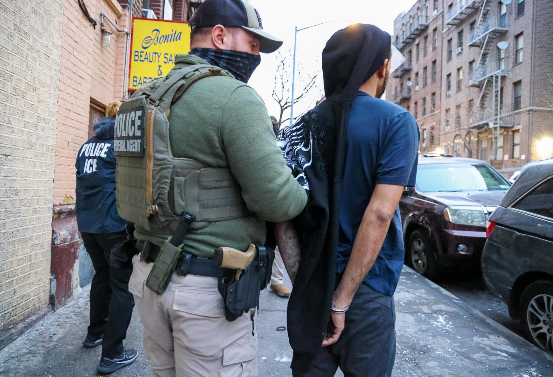 ICE agents make an arrest in New York City on Jan. 28, 2025.