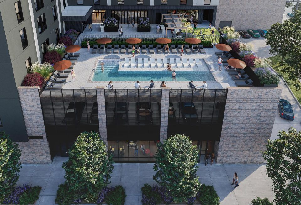 A professional architectural rendering of Formativ's 3850 Blake St. development