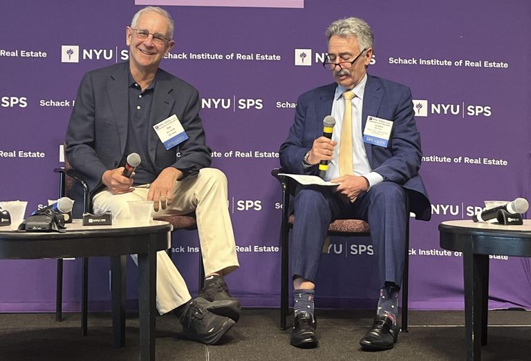L+M Development Partners' Ron Moelis onstage with Fried Frank's Jonathan Mechanic at Bisnow and NYU Schack Institute For Real Estate's 2026 National Conference on Real Estate Development.