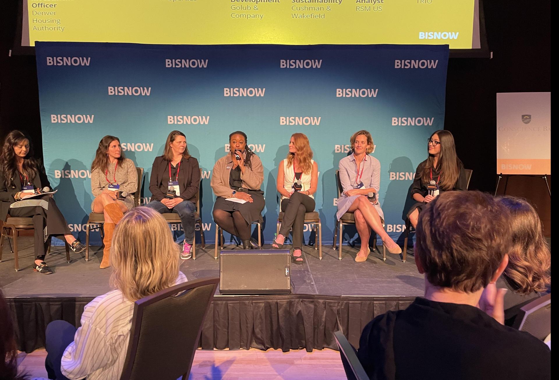 A photograph of the Denver Women Leading Real Estate panel.