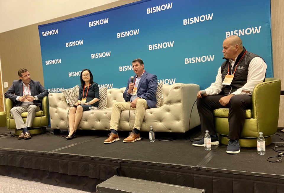 Newmark's Michael Greeley, AEW Capital Management's Jennifer Wong, MLL Capital's Kyle O'Connor and Timberline Construction's Jim Davis.