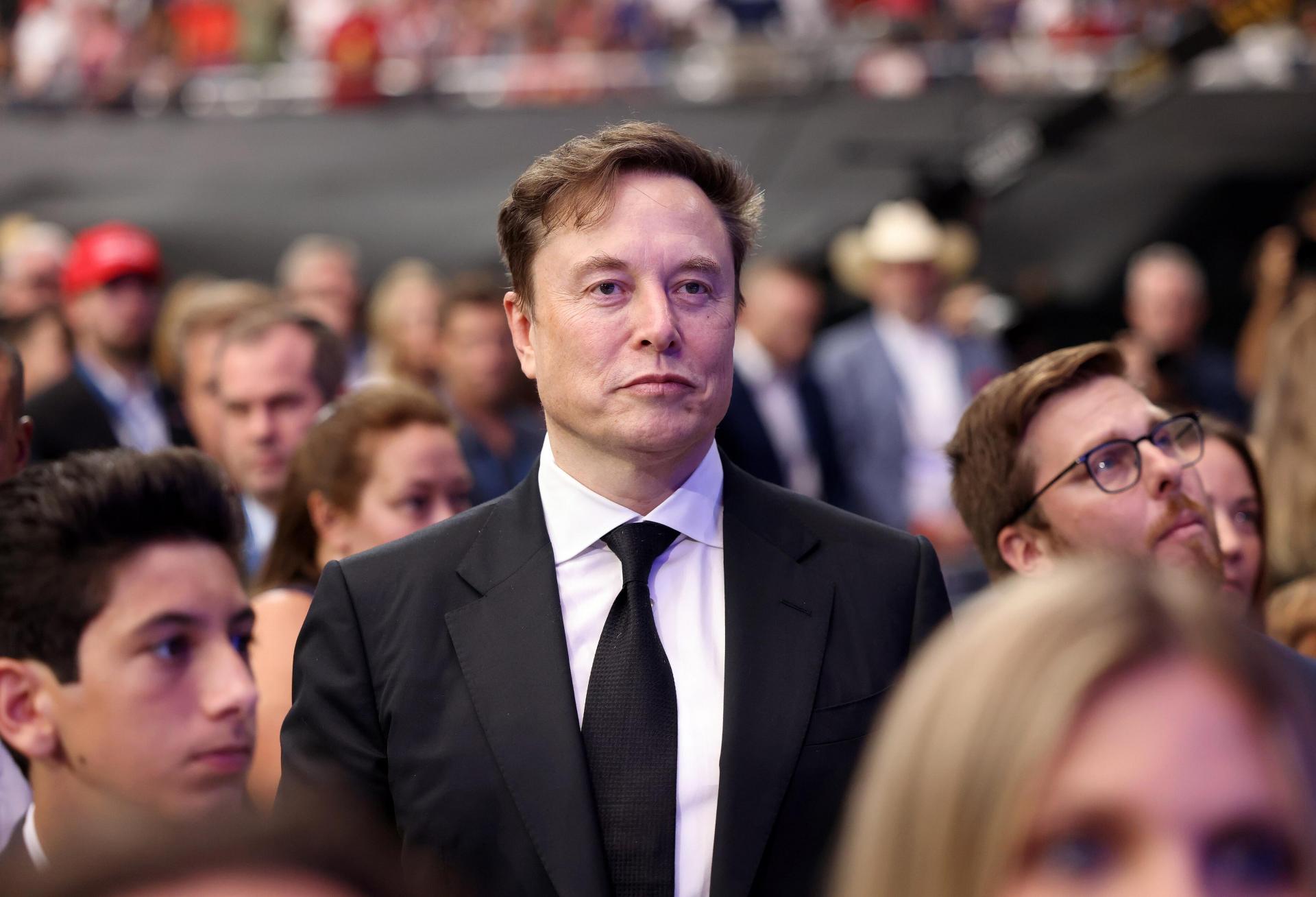 Elon Musk at the Memorial for Charlie Kirk at State Farm Stadium in Glendale, Arizona.

