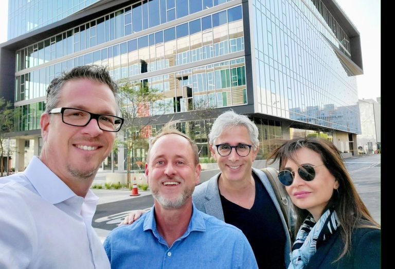 RDC President and CEO Brad Williams with team members Sean Slater, Alan Pullman, Mitra Esfandiari visiting the completed The Lot office campus in West Hollywood where Studio One Eleven served as architect for CIM Group