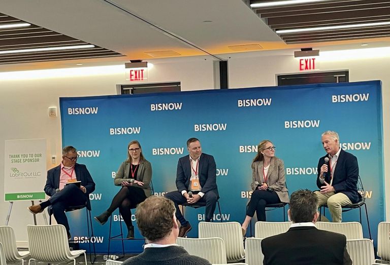 Merrick & Co.'s Ryan Burnette, Deck Bio's Johanna Kaufman, Oxford Properties' Matt Haverty, Siena Construction's Alex Testa and Cannon Hill Capital Partners' Mike Loughlin.