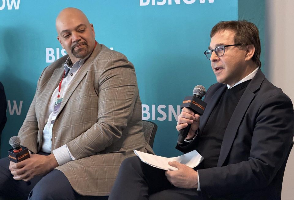 Menkiti Group's Bo Menkiti and The Meridian Group's Gary Block at Bisnow's DMV 2026 Economic and Political Forecast.