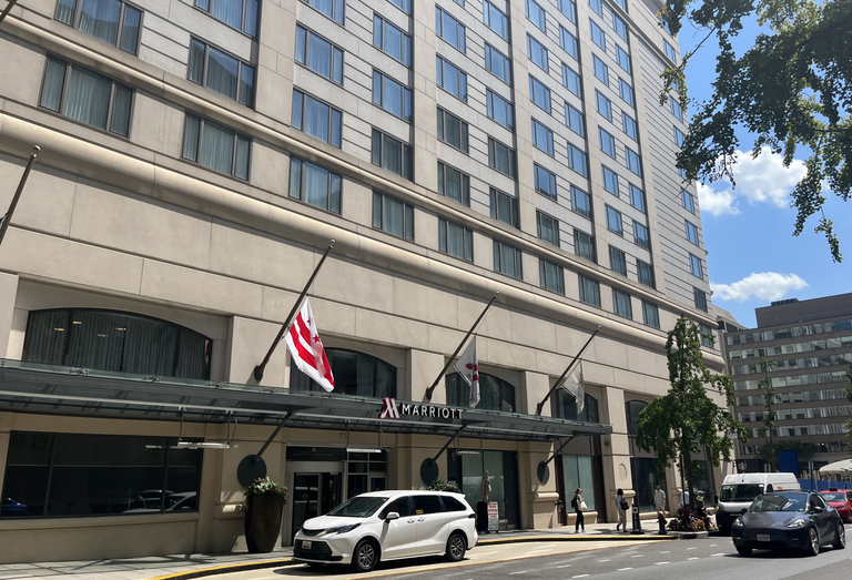 The Washington Marriott at Metro Center hotel at 775 12th St. NW in Washington, D.C.