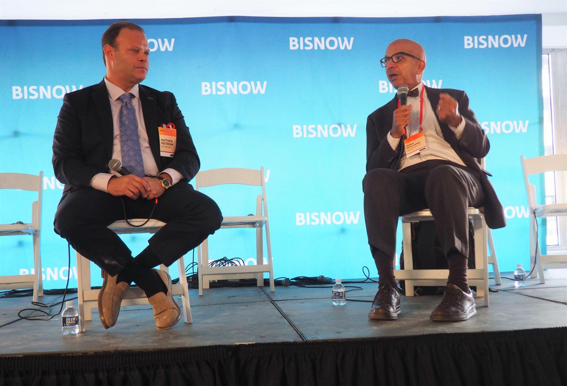 Post Brothers President and co-founder Matthew Pestronk and former mayor and Federal City Council Exeutive Director Anthony Williams speak at Bisnow's Multifamily Annual Conference on Nov. 29, 2022.
