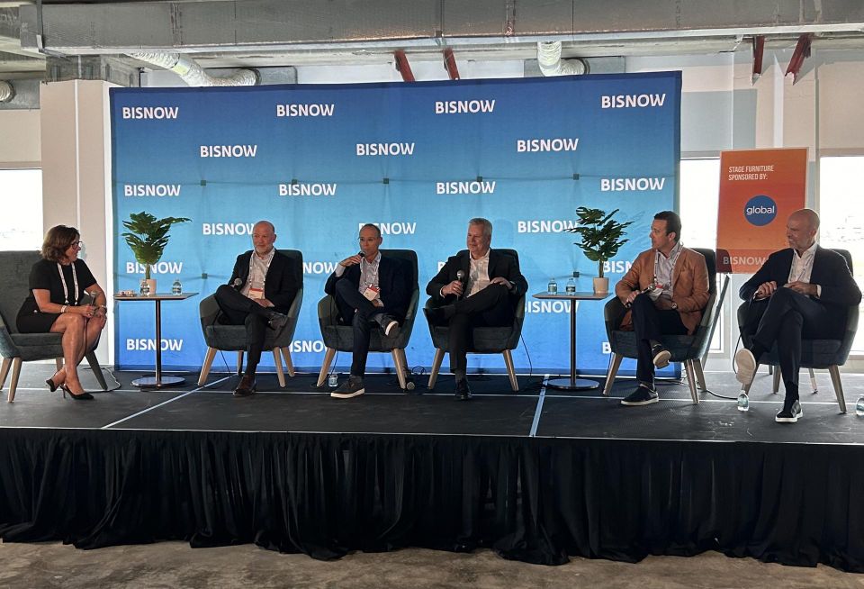 Bilzin Sumberg’s Sara Barli Herald, Two Roads Development’s Brad Meltzer, Naftali Group’s Miki Naftali, FirstService Residential’s Brian Duff, Rilea Group’s Diego Ojeda and Newgard Development Group’s Harvey Hernandez discussed Miami’s apartment and condo trends at the event. …. at Bisnow’s Miami State of the Market conference on Sept. 25, 2024.