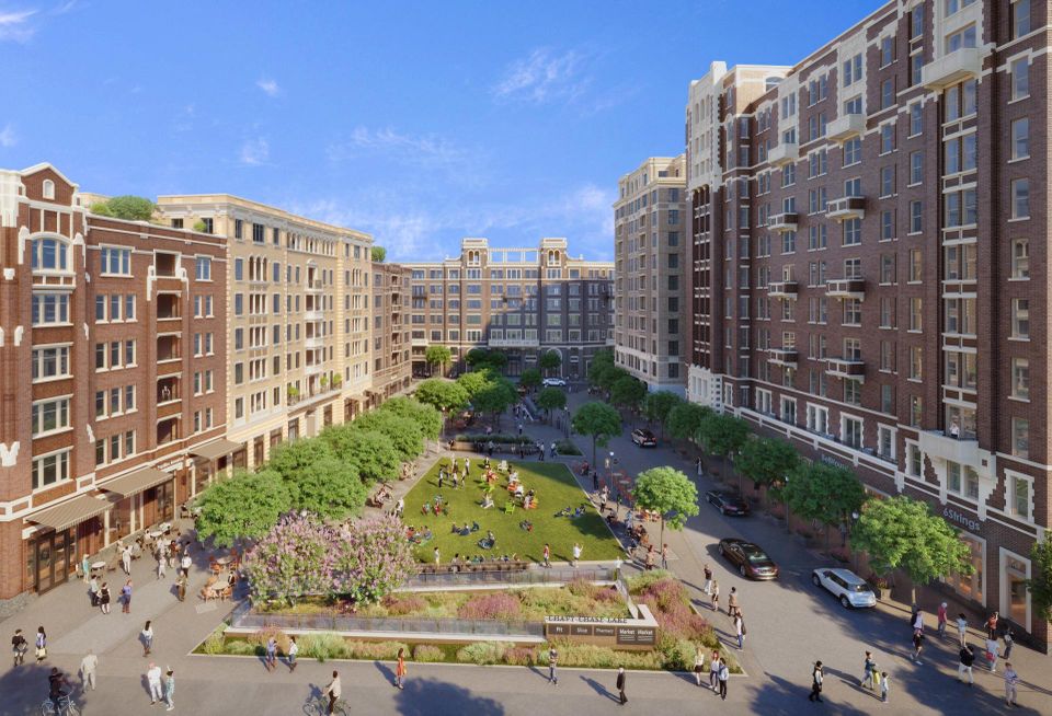 Rendering for Chevy Chase Lake, a new mixed-use development by Chevy Chase Land Company and Bozzuto