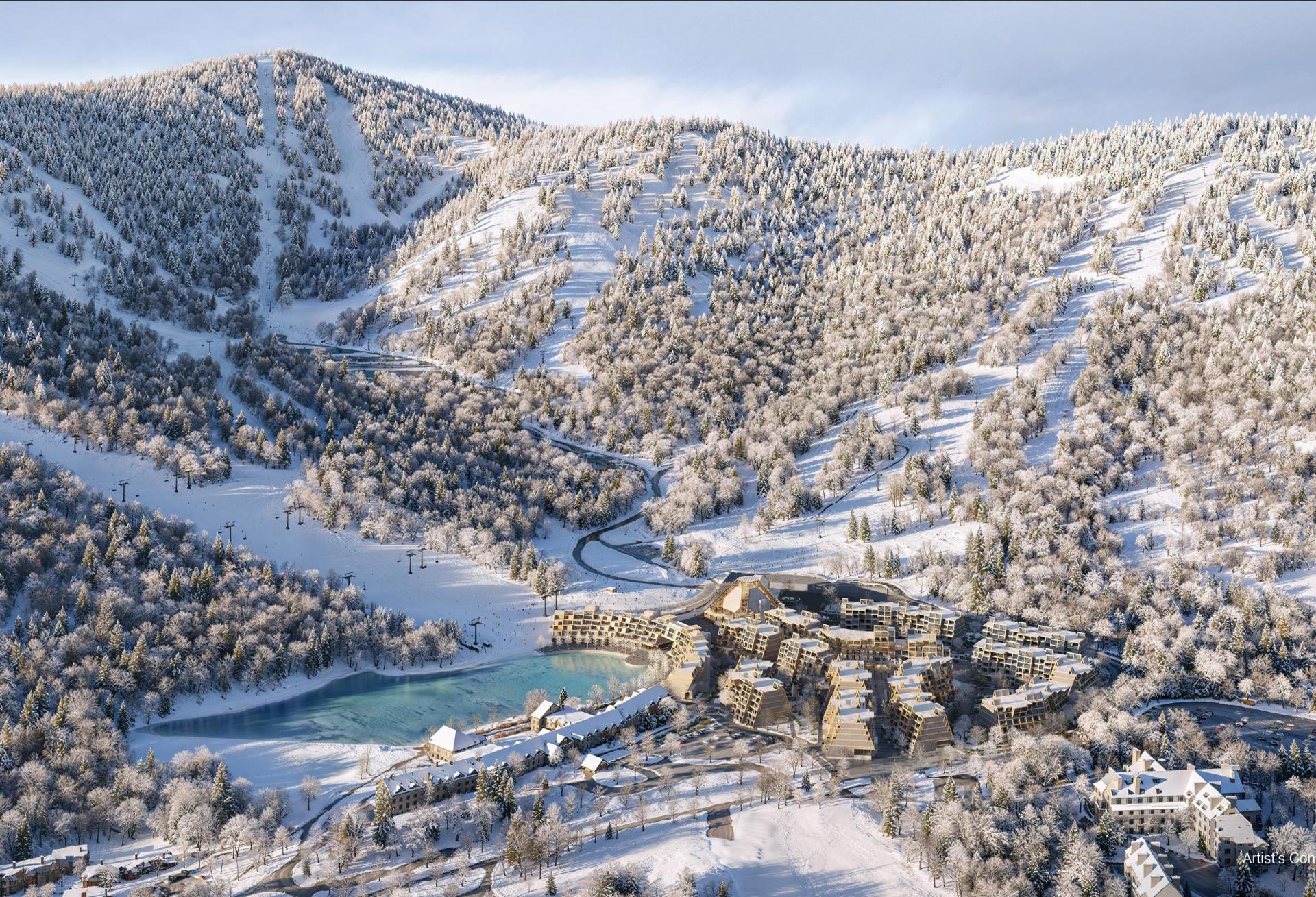 Rendering of an aerial view of Great Gulf's development at Killington Ski Resort in Vermont.