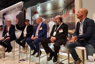 JLL Director of Retail Research James Cook, Neighborhood Goods CEO Matt Alexander, JLL Retail CEO Greg Maloney, Thyng CEO EdLaHood and Candytopia CEO John Goodman at a JLL panel at ICSC RECon 2019 in Las Vegas. 