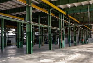 Interior of an industrial warehouse.