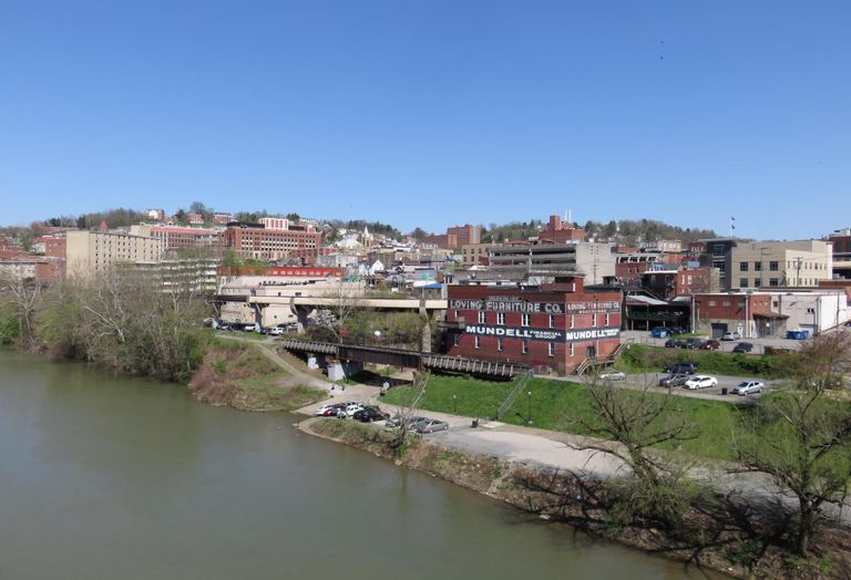 A photo of downtown Morgantown, West Virginia from 2017.