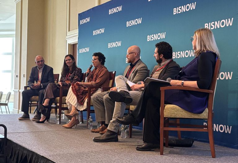 Marcus Partners' Josh Berman, Bozzuto Management Co.'s Kate Becker, Stantec's Colleen Arria, HFA - Architecture + Engineering's Aksel Solberg, Davis Cos.' Stephen Skolas and Sullivan & Worcester's Karen Kepler.