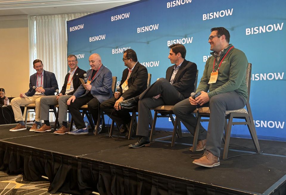 JLL's Chris McCauley, Dartmouth-Health's David Duncan, Boston Children's Hospital's Dick Argys, Page's Nilay Deshmukh, Suffolk Construction's Joel Perry and Salto Systems' Kyle Pfeiffer.