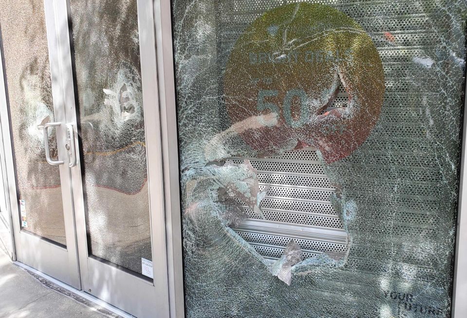 Damage at the Pike in Long Beach, California, after protests May 31.