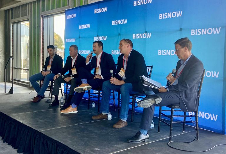 Cushman & Wakefield's David Thomann, JLL's Robert Coughlin, Ginkgo Bioworks Shaun Funn, Foundation Medicine's Jeff MacKay and The Davis Cos.' Duncan Gilkey.
