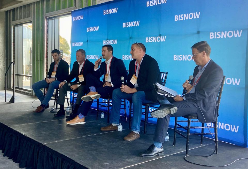 Cushman & Wakefield's David Thomann, JLL's Robert Coughlin, Ginkgo Bioworks Shaun Funn, Foundation Medicine's Jeff MacKay and The Davis Cos.' Duncan Gilkey.