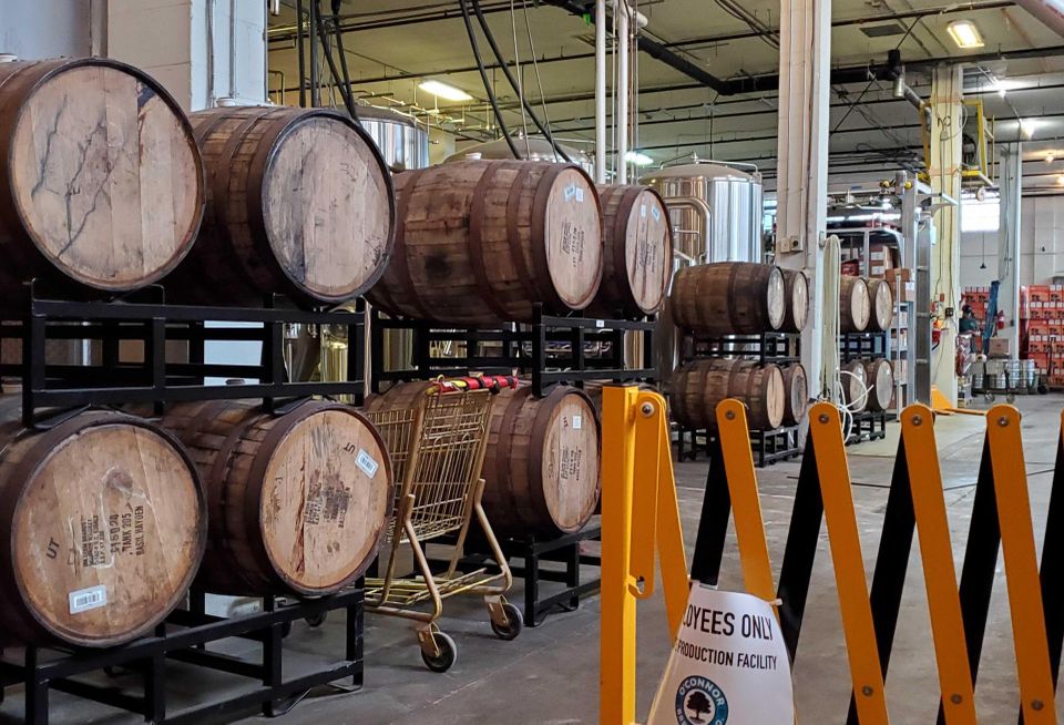 barrels inside the former O'Connor Brewery