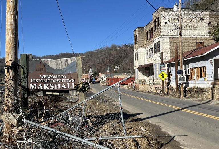 Marshall, North Carolina hit by Hurricane Helene 2024.