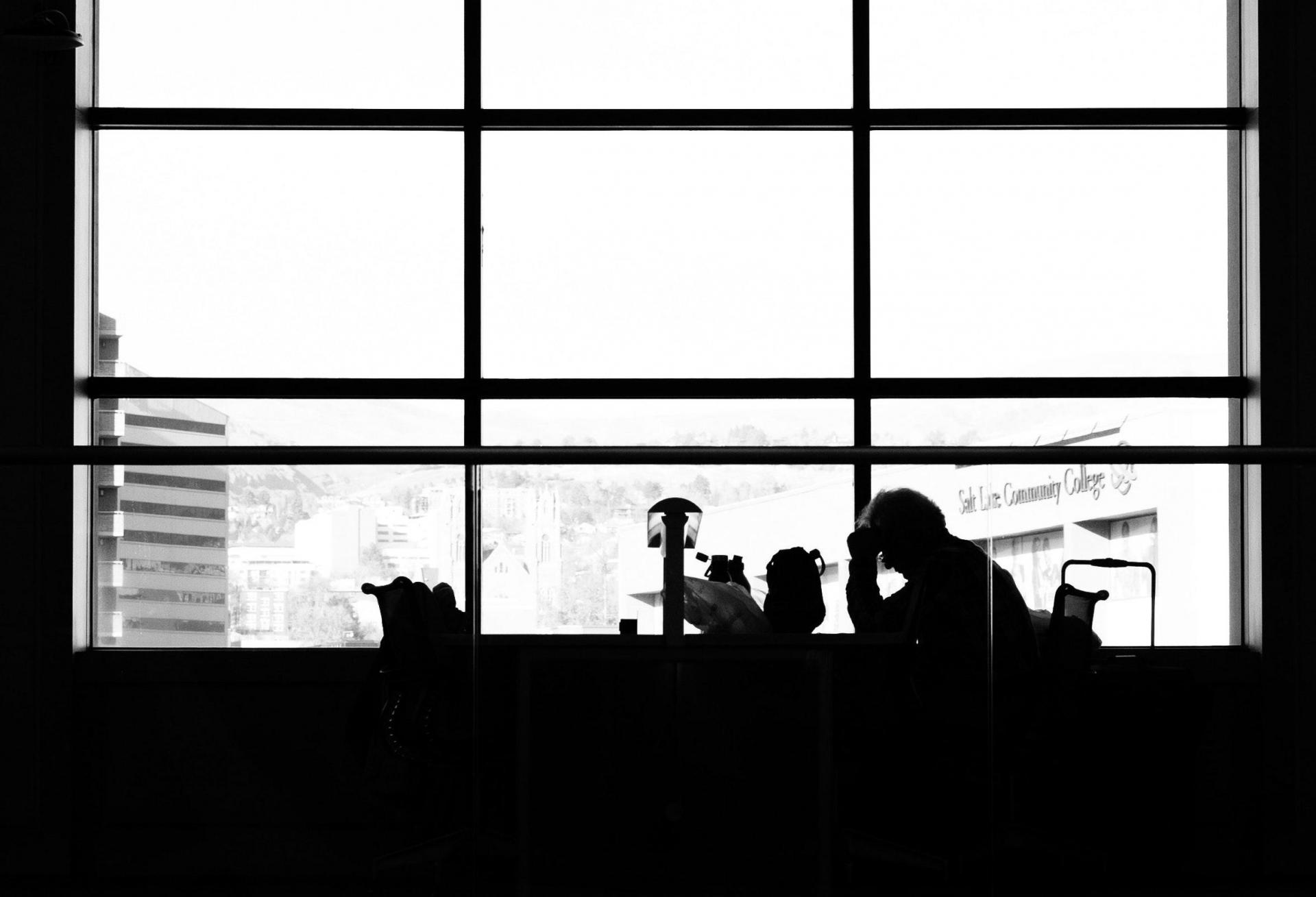 Concerned man shadowy bank finance figure