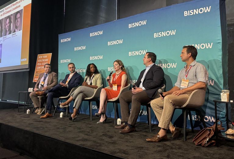 CUBE 3's Matt Bluette, Atkins Cos.' Cory Atkins, Rethink Real Estate's Malika Basheer, Anchor Health Properties' Stella Stein, Harrison Street's George Ross, Lincoln Property Company's Jared Toothman
