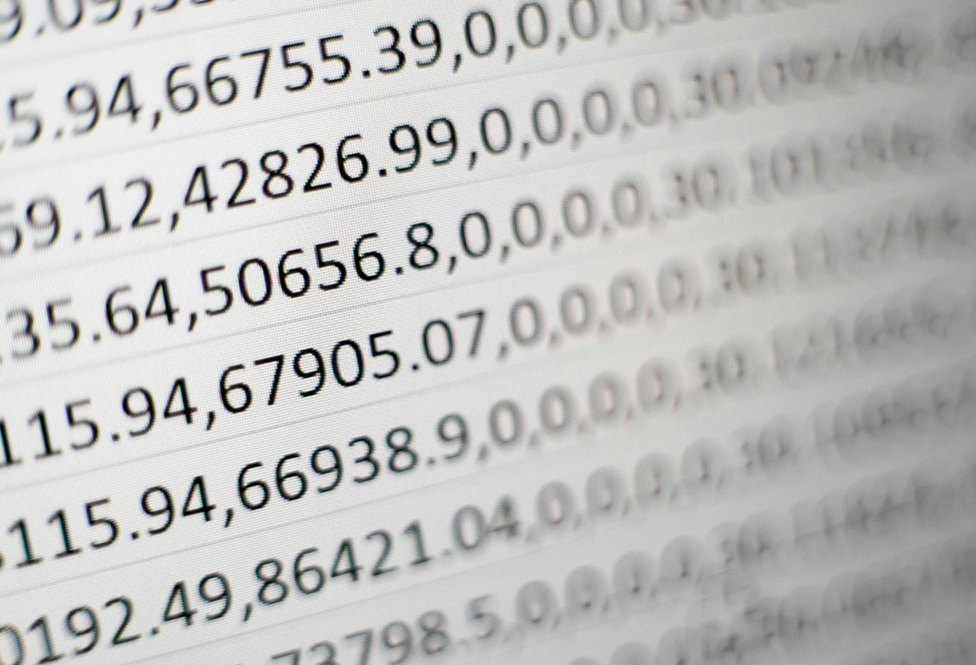 Numbers lots of numbers