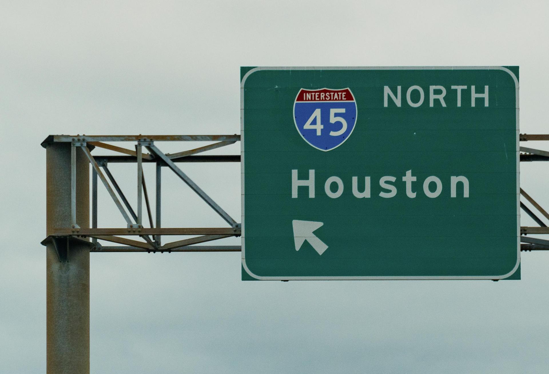 A sign for Interstate 45 North in Houston, I-45