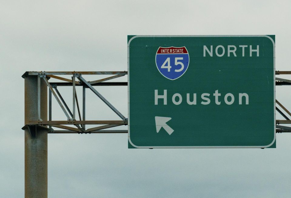 A sign for Interstate 45 North in Houston, I-45