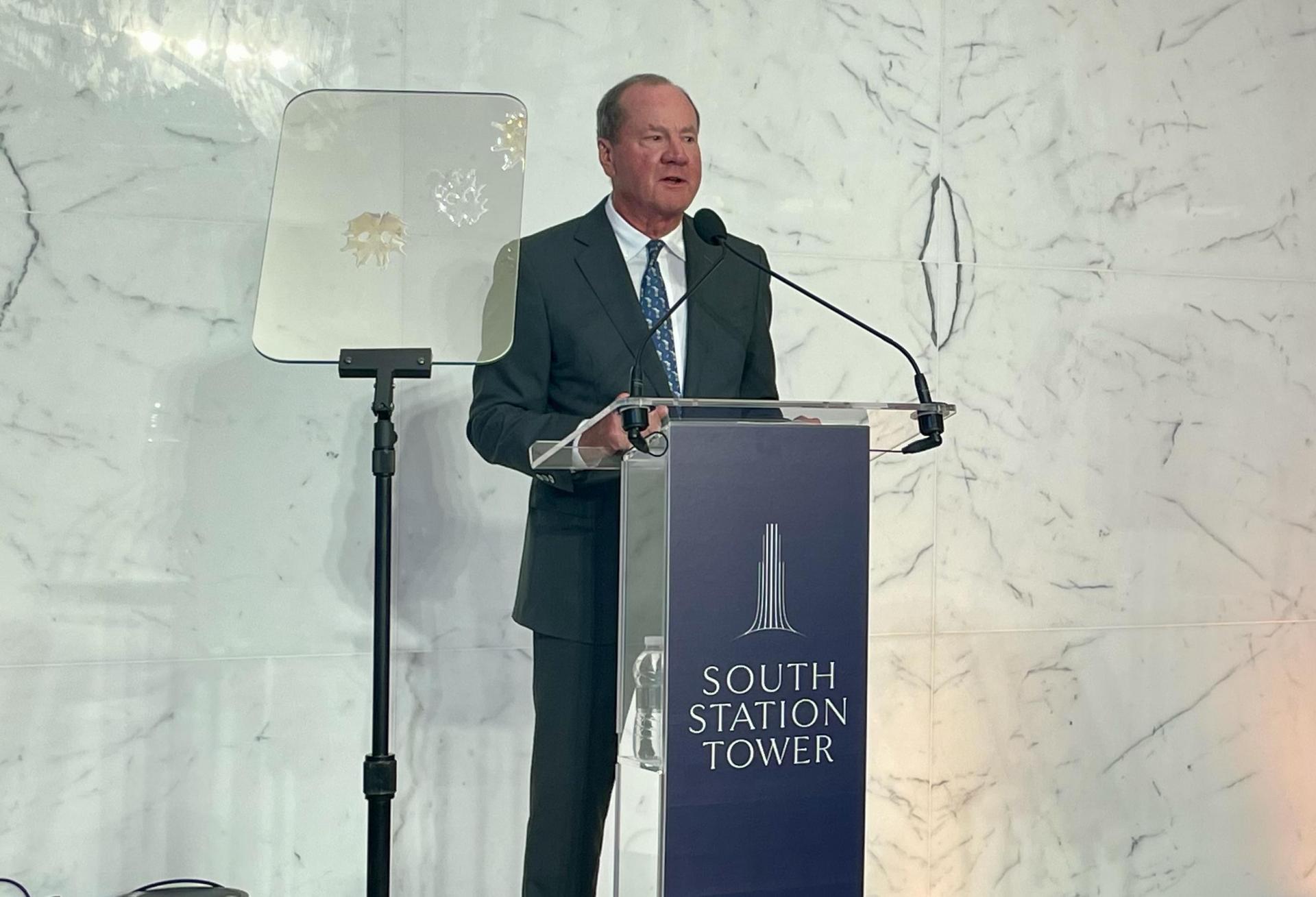 Hines co-CEO Jeffrey Hines spoke at the unveiling of South Station Tower Thursday night.