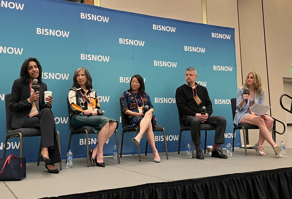 National Housing Trust’s Priya Jayachandran, LandDesign’s Gabriela Cañamar Clark, Community Opportunity Fund’s Sandy Paik, Enterprise Community’s Zachary Marks, and Robinson + Coie’s Kristin Niver at Bisnow’s DMV Affordable Housing Summit.