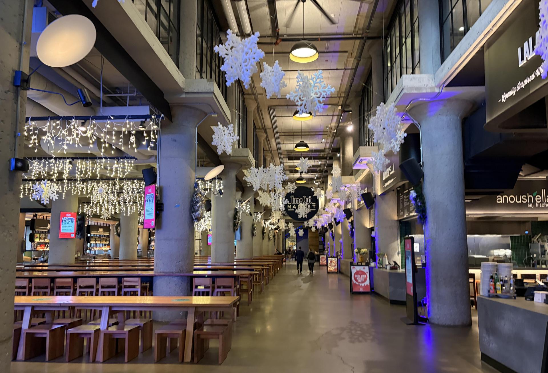 The interior of the building during winter