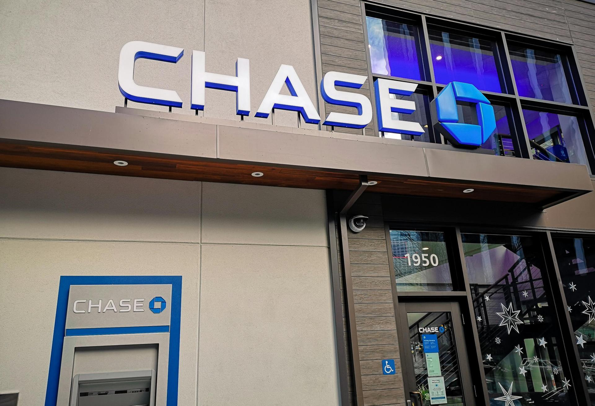 Outside of a Chase Bank.