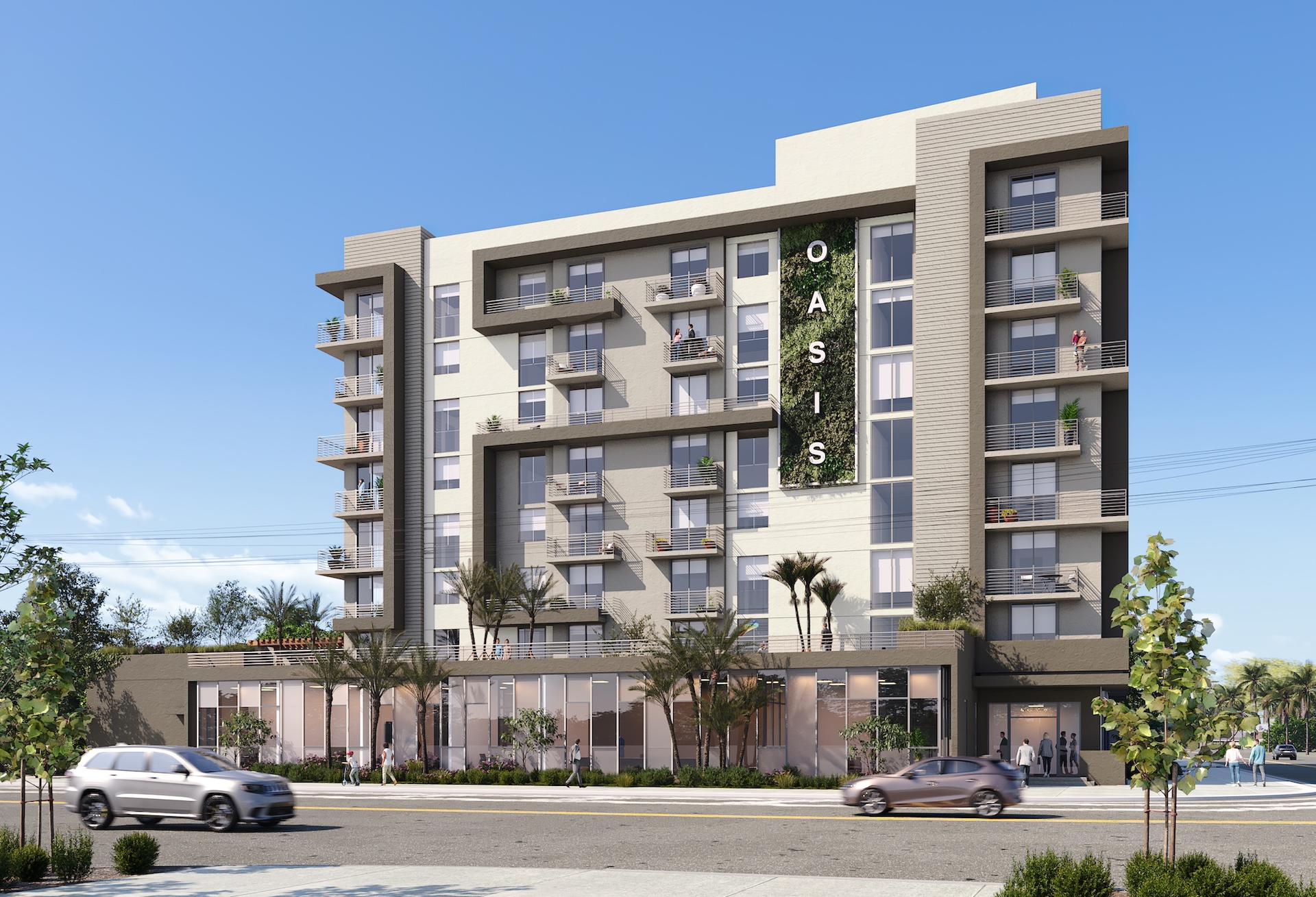 The 95-unit Oasis at Aventura, which broke ground in February, will have rents as low as $484 per month. 5 Oasis at Aventura - Housing Trust Group