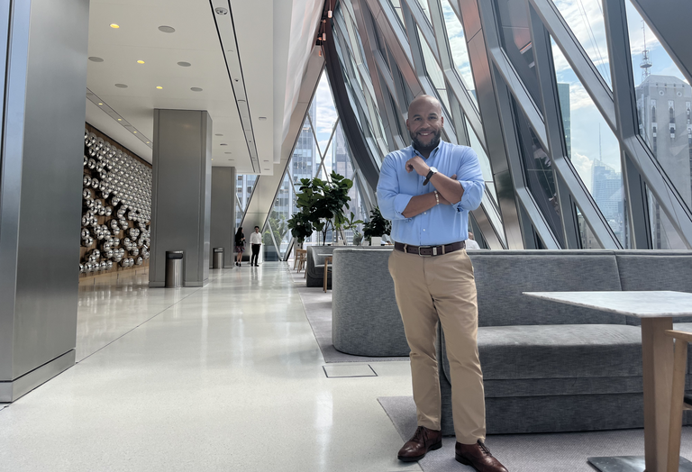 Jamil Lacourt inside 425 Park Ave. 