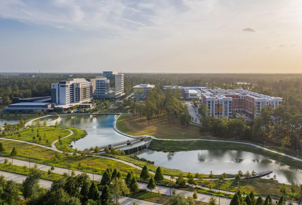 An aerial view of City Place Park in Springwoods Village, which has been renamed to City Place.