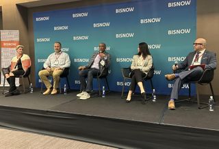 Banko Design's Melissa Banko, Stafford Properties' Blake McRae, Gibraltar Capital Partners' Keith Mack, Jamestown's Frances Bohn and Contineo Group's Erick Garcia-Salas speak at Bisnow's Atlanta Construction and Development Summit Nov. 19, 2024.