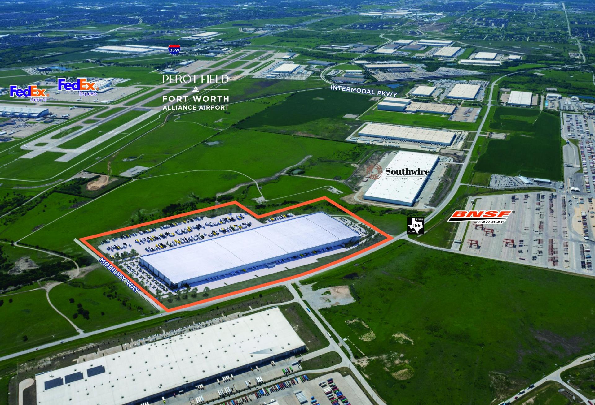 Aerial view of industrial area.