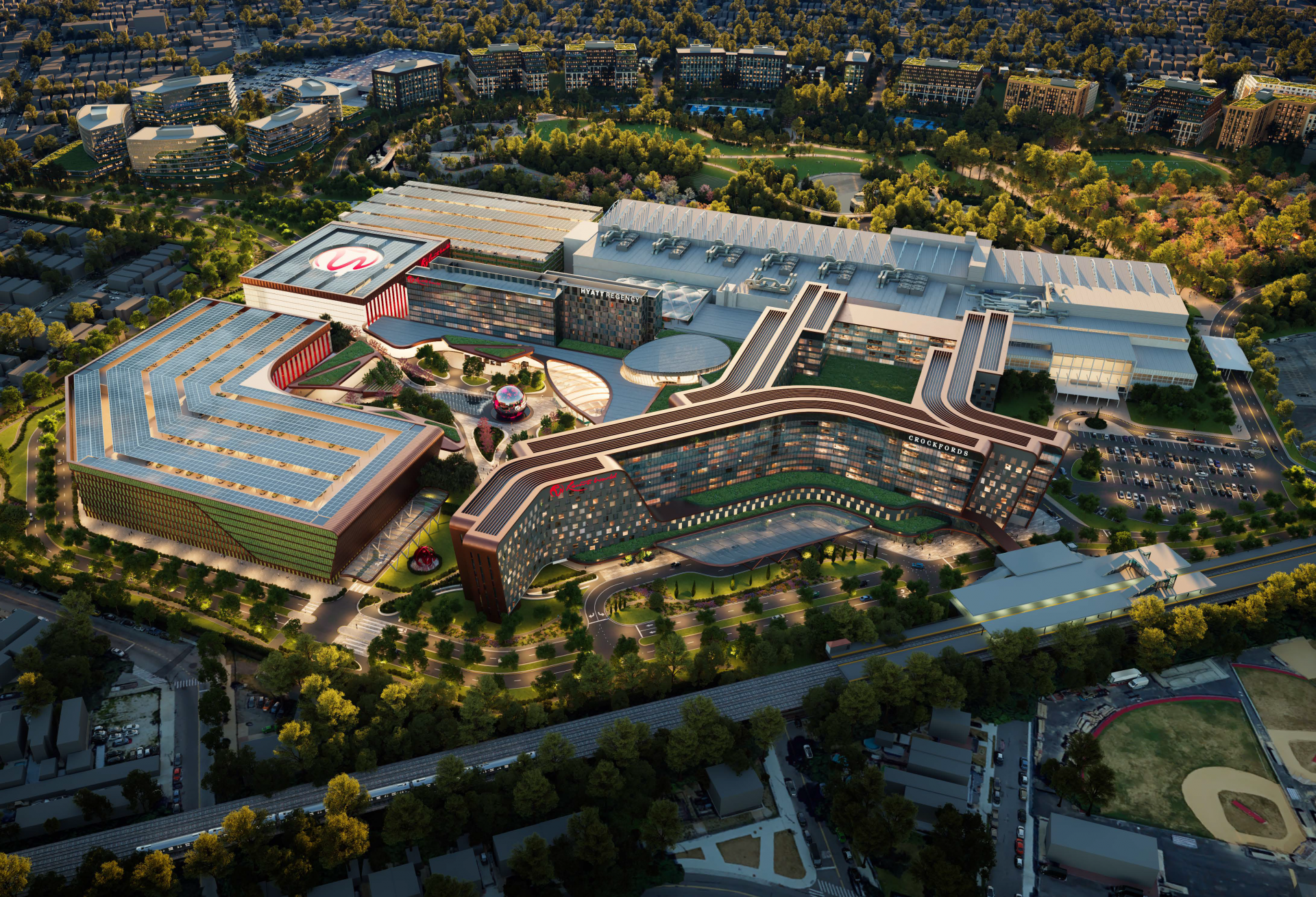 A rendering of Resorts World New York City's proposed casino complex