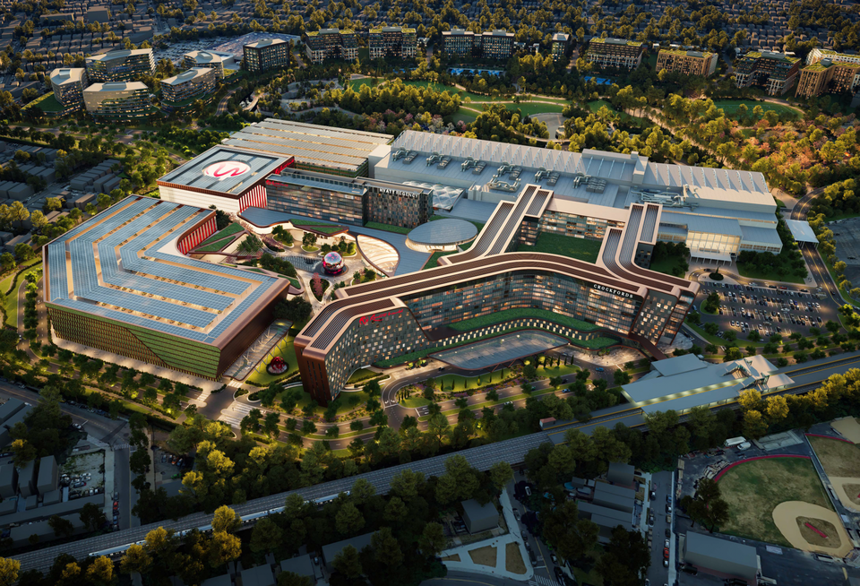 A rendering of Resorts World New York City's proposed casino complex