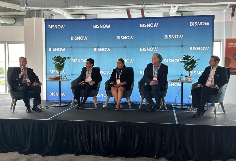 Gunster’s Mario Garcia-Serrra, Mast Capital’s Camilo Miguel, KPF’s Romina Laemmel, RSP Architects Andrew Burnett and Vertical Developments Fernando de Nuñez y Lugones talked about how Miami’s dynamic skyline stays unique. …. at Bisnow’s Miami State of the Market conference on Sept. 25, 2024.