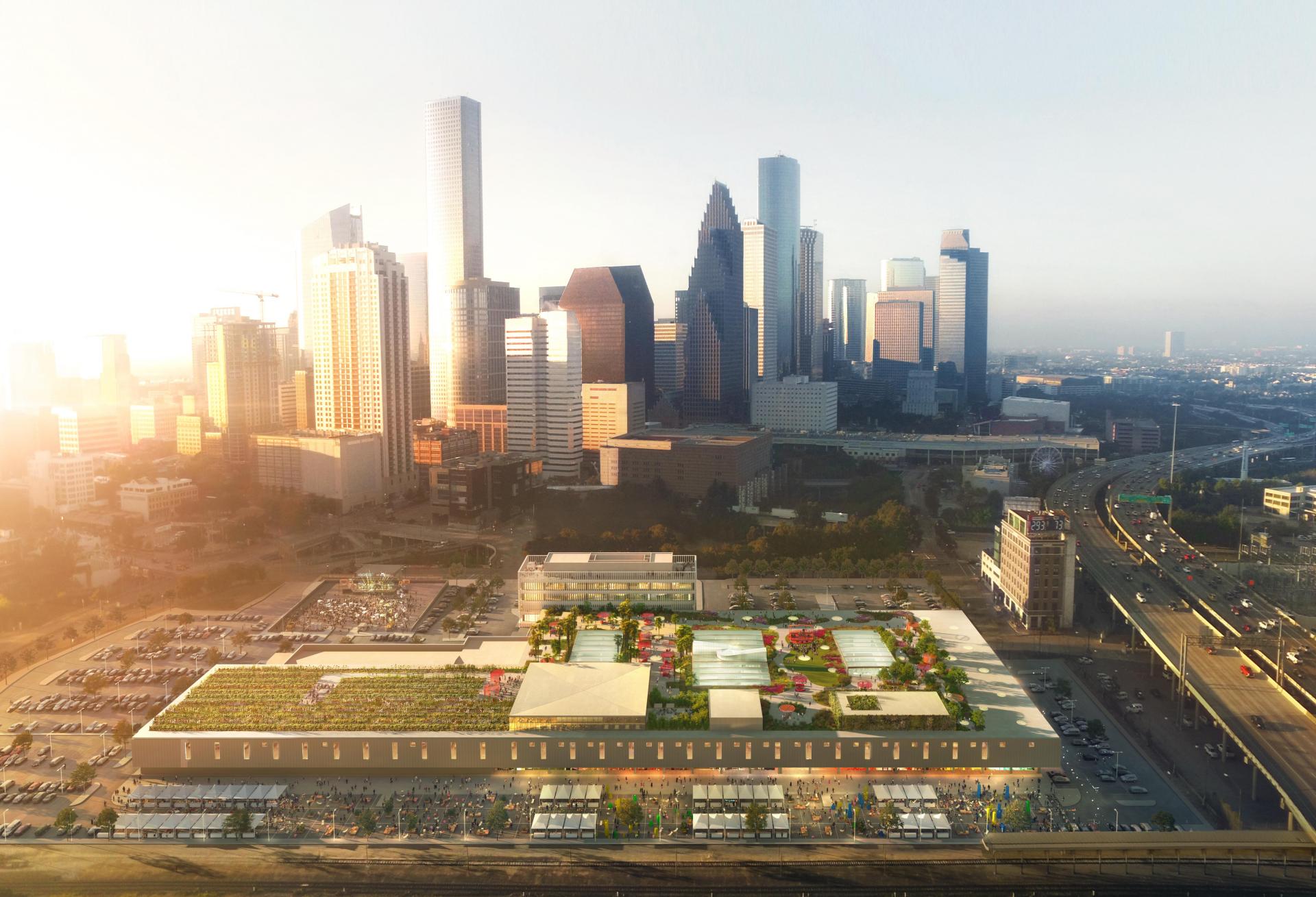 An Aerial View Of Post Houston In Downtown Houston