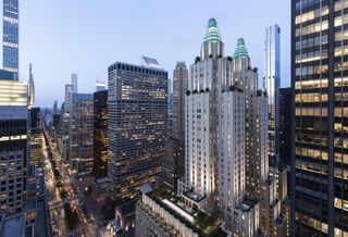 A rendering of the exterior of Waldorf Astoria New York