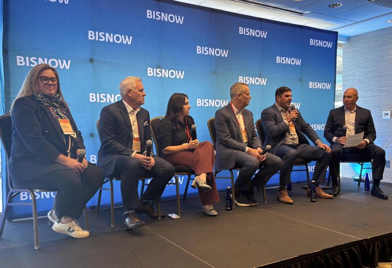 Workbar's Sarah Travers, The Experience Group's Tom Larance, Kinema Fitness Inc.'s Leah Atkinson, The HYM Investment Group's Thomas O'Brien, Jumbo Capital Management's Jay Hirsh and Newmark's Matthew George.