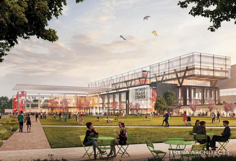 A rendering of the 41-acre Fox Park redevelopment in Denver, which will include the new headquarters of World Trade Center Denver.