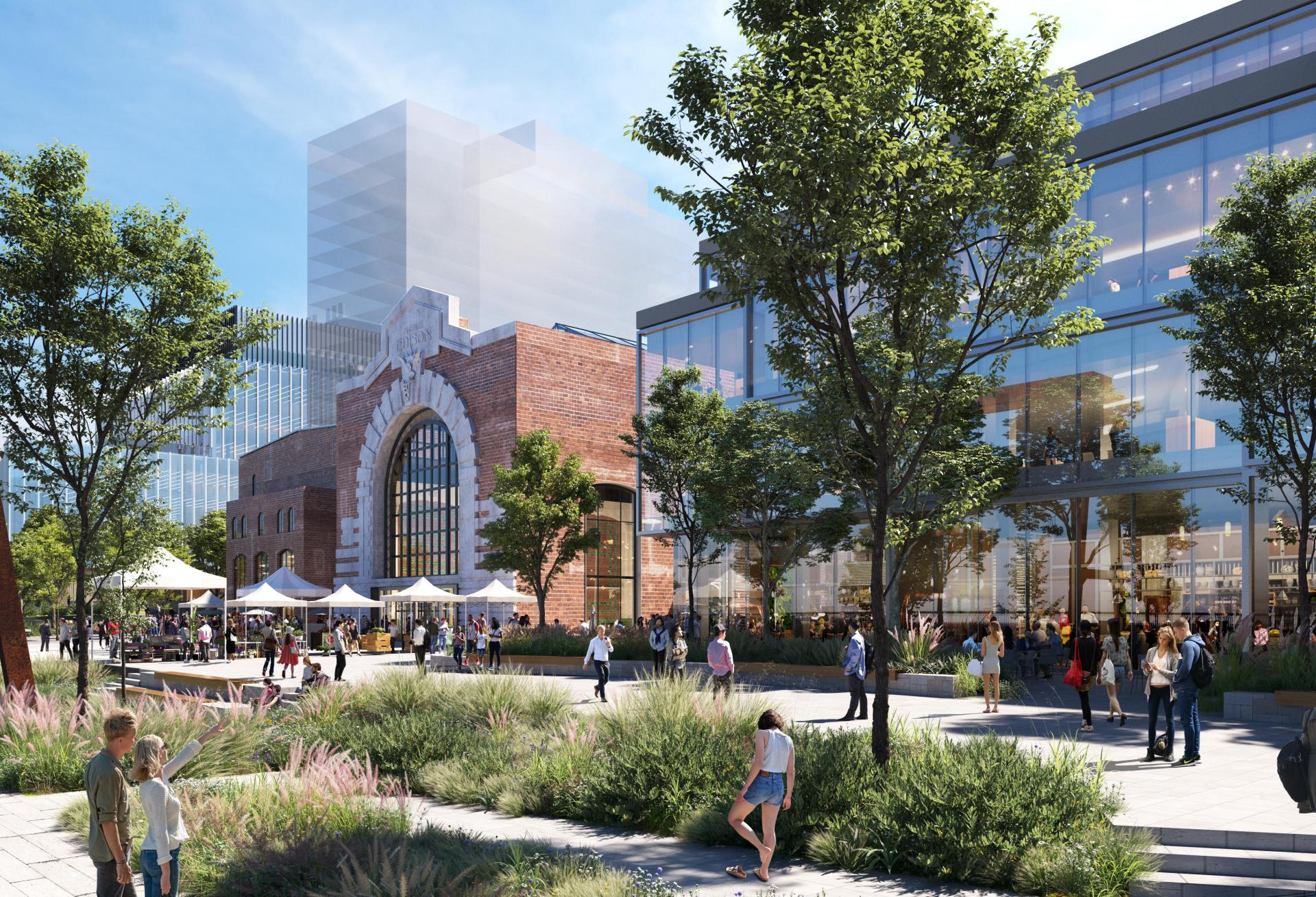 A rendering of the first phase of Hilco and Redgate's Edison power plant redevelopment.