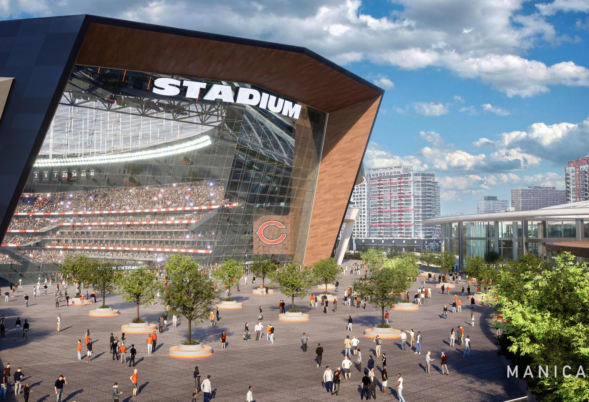 A rendering of Bears stadium