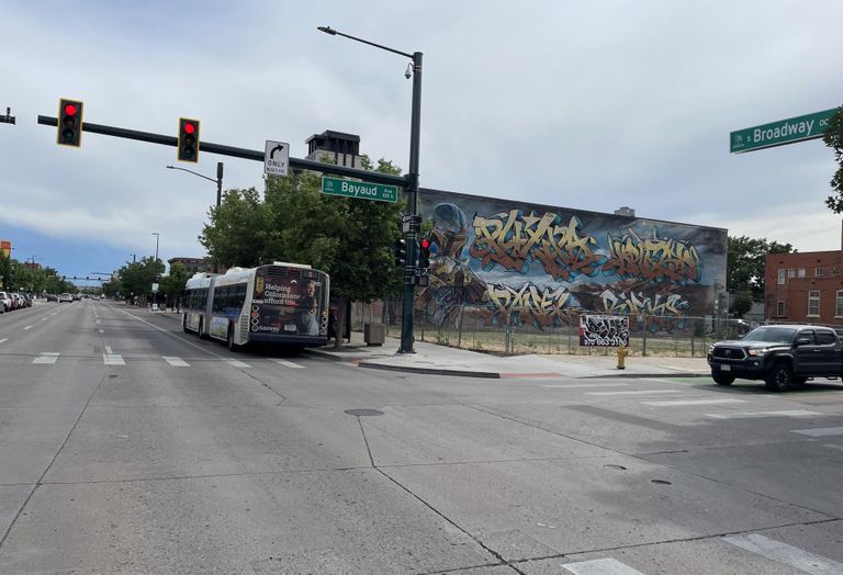 A photo of South Broadway at Bayaud Street in Denver.