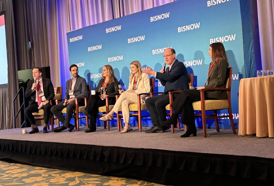 Vicinity Energy's Rick Smith, Northeastern University's Jacob Glickel, Lendlease's Amanda Kaminsky, JB&B's Joelle Jahn, Millennium Partners' Brad Mahoney and Longfellow's Lauren Ballou.